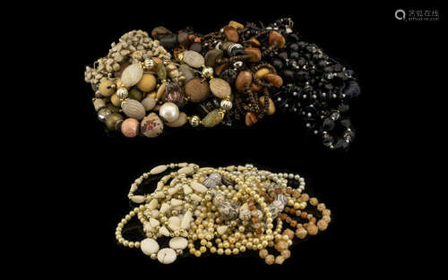 Collection of Contemporary Bead Necklaces. Comprises of a bag of white and pearl coloured necklaces,