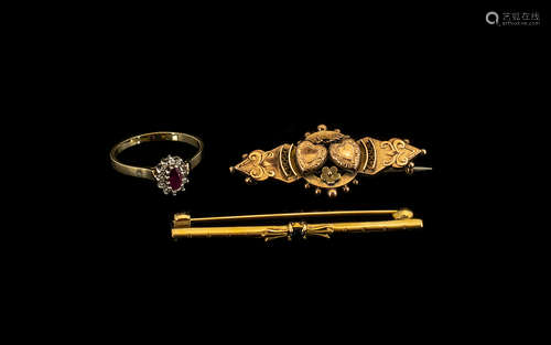 A Small Collection of 9ct Gold Jewellery. Comprises Ladies 9ct Gold Attractive Ruby and Diamond