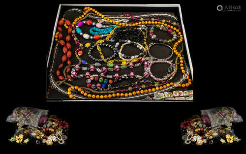 A Good Selection of Costume Jewellery to include numerous assorted beads, necklaces and bracelets.