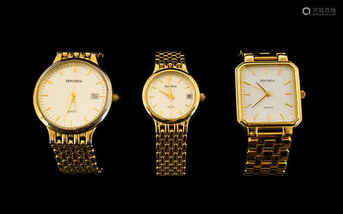 A Small Collection of Sekonda Quartz Gold Plated Wrist Watches ( 3 ) of Nice Quality and Working