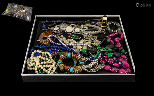 A Good Selection of Costume Jewellery to include numerous assorted beads, statement necklaces and