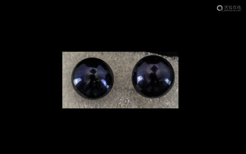 Fresh Water Peacock Pearl Stud Earrings, the large, solitaire, domed pearls set in rhodium vermeil