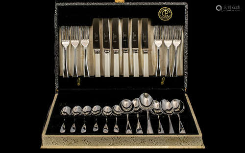 A Silver Plated Canteen of Cutlery six settings and housed in original box with brown velvet