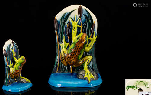 Moorcroft - Handpainted Moon Frogs Paperweight - 'Shearwater Moon Frog' Designer Emma Bossons signed