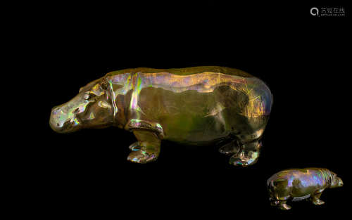 Antique Luster hippopotamus. Antique porcelain Hippo, in a lovely luster finish, no damage or