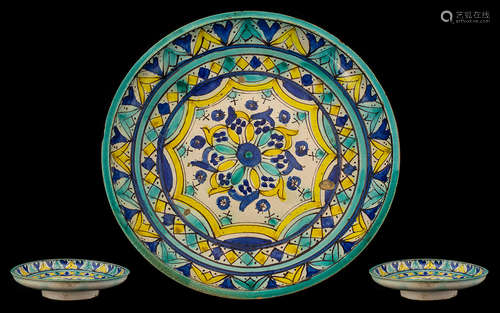 18th / 19th Century Turkish enamel Bowl. Antique enamel bowl, 10 inches wide, 2 inches high,