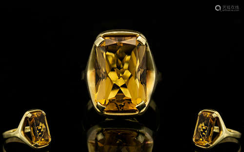 14ct Yellow Gold - Superb and Attractive Single Stone Citrine Set Dress Ring, Marked 585 14ct to