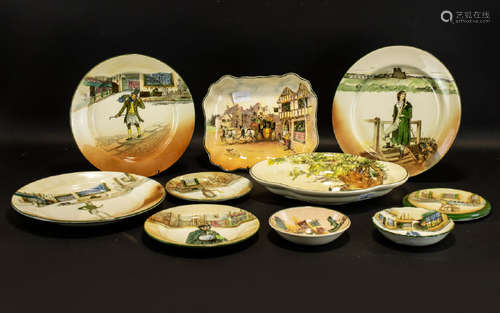 Collection of Royal Doulton Series Ware to include an oval dish No. D6094 'Under the Greenwood Tree'