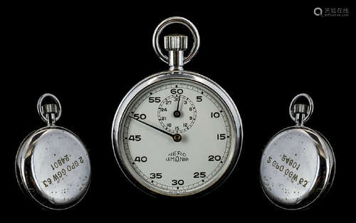 British Military Nero Lemania Stainless Steel Cased Stopwatch, Marked to Back Plate 2GPO-GGW63-