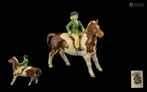 Beswick Hand Painted ' Girl on Pony ' Figure. Model No 1483. Designer A. Gredington. c.1957 -