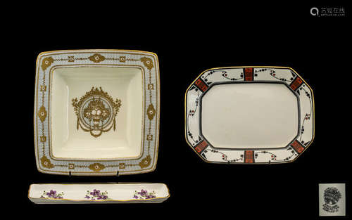 A Collection of Three Porcelain Items to include: a Burleigh Ware oval plate in Art Deco style,