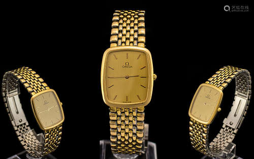 Omega De Ville Gents Gold on Steel Quartz Wrist Watch - De Ville Logo to back of watch - 53045621