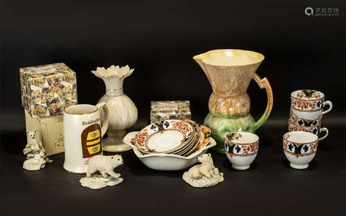 A Box of Assorted Pottery including a Staffordshire part teaset, a Boddingtons tankard, Sylvac