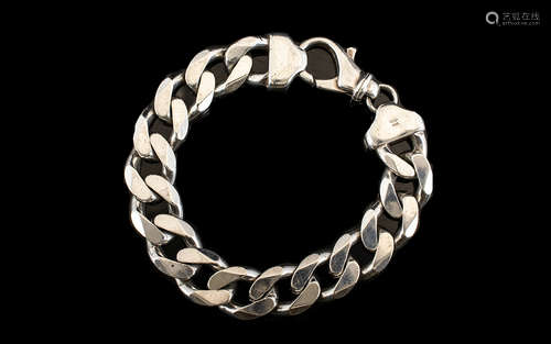 Heavy Silver Curb Bracelet. Hall Marked solid silver chunky bracelet, good statement piece, 9 inches