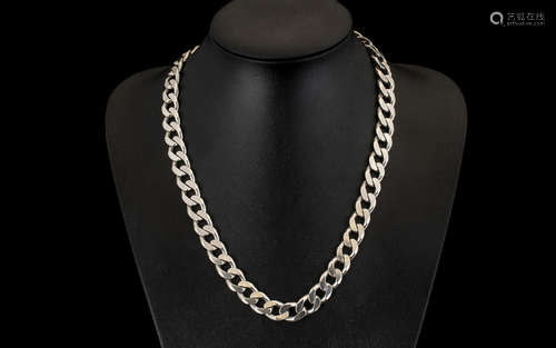 Heavy Silver Curb Necklace. Solid Silver curb necklace, 22 inches in length, good chunky size, 142