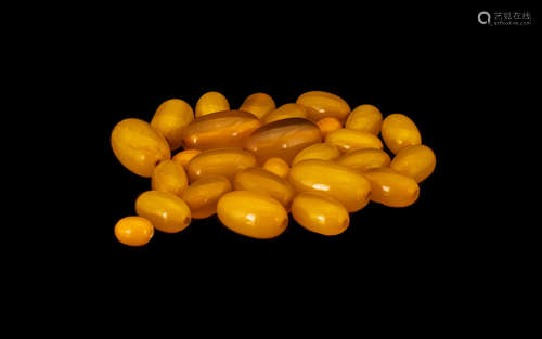 ButterScotch Amber/Bakelite Loose Beads, 27 beads in total, Largest 1 inches, weight 62 grams,