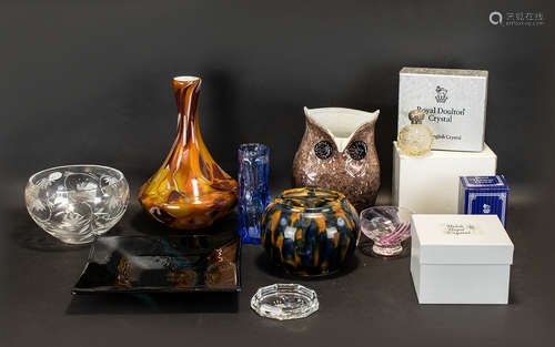 A Collection Of Glass. Comprising, Royal Doulton Crystal Miniature Dish, Welsh Royal Crystal Vase,