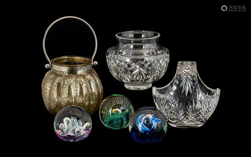 Collection of Glassware including a Waterford 'Nocturne' vase; a crystal bowl with handle; a glass