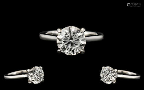 Ladies Superb/Stunning 18ct Gold - Single Stone Diamond Ring of Top Quality. The modern round