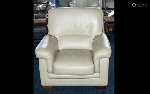 A Modern Contemporary Cream Leather Single Arm Chair.