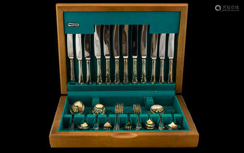 Canteen of Cutlery by Osbourne, housed in original wooden storage box. Comprises knives, forks,