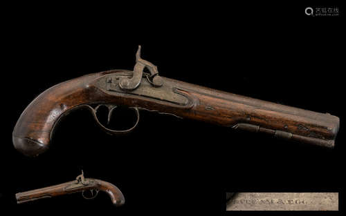 Early 19th Century Percussion Flintlock Pistol by Tatham & Egg, Steel Barrel And Fittings