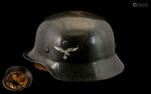 WW2 German Third Reich. Luftwaffe M35 Double Decal Steel Helmet. Retaining both Luftwaffe and