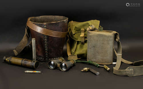 Mixed Lot To Include A 19thC Merryweather London Leather Fire Brigade Bucket, Early 20thC Unmarked