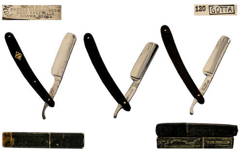 Antique Period Finest Quality - Collection of Hollow Ground Steel Bladed Straight Razors ( 3 ) In