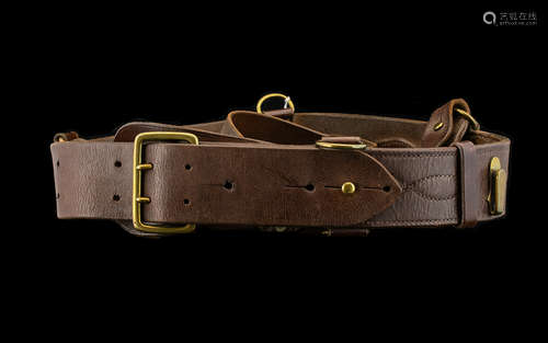 British Army Officers Leather Sam Browne Belt, With Shoulder Strap.