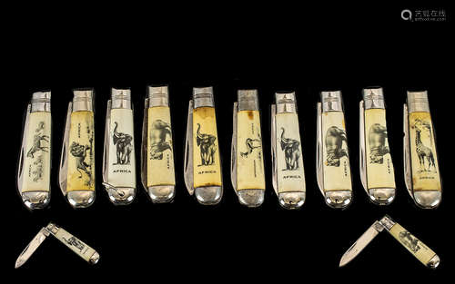 A Very Good Collection of Antique Sheffield Single Steel Blade Folding Pocket Knives, by