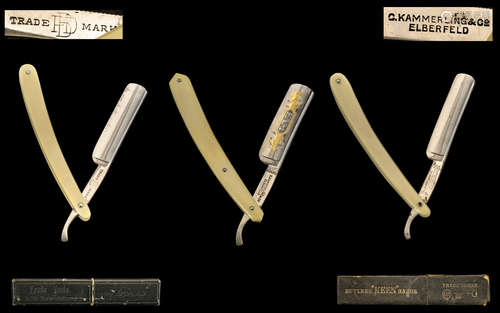 Antique Period - Trio of Fine Quality Hollow Ground Steel Sheffield Straight Razors with Bakelite