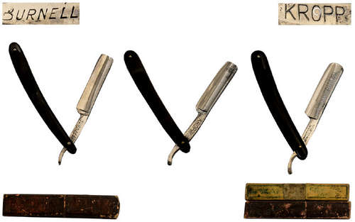 Antique Period - Trio of Fine Quality Hollow Ground Steel Razors All with Razor Cases. Comprises