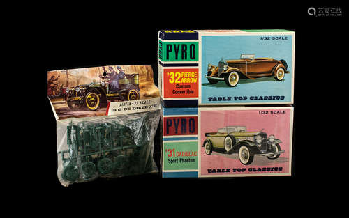 Airfix & Pyro Model kits. Airfix 1902 DE DIETRICH scale 32, PYRO 31 cadillac and custom