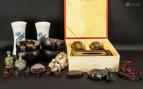 A Good Modern Collection Of Oriental Items. To Include, A Boxed Desk Tidier Set With Tissue