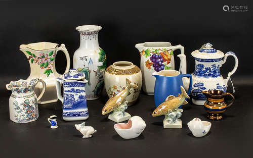 An Assorted Collection of Ceramics to include Rington's Mailing Ware leaf and berry jug, Spode