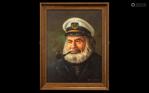 Lee Young 1914 - 1988 Signed Oil on Board - Titled ' Old Ships Captain ' Signed to Lower Right. 16.5