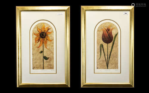 Two Kelly Jane Limited Edition Signed Prints 'Treasured Tulip' 219/750and 'Secret Sunflower' 219/