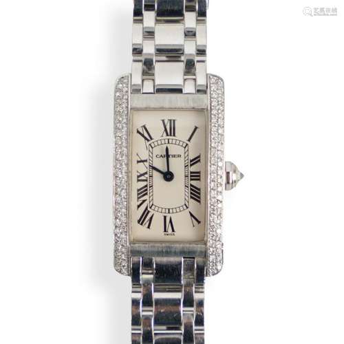 Cartier 18k and Diamond Tank Americaine Watch