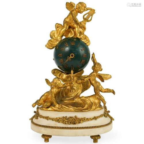 French Gilt Bronze and Marble ClockÃ