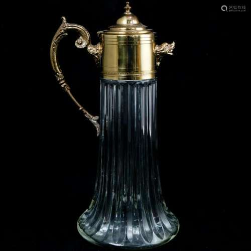 Italian Gold Plated and Glass Pitcher