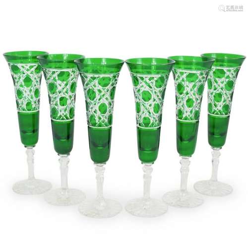 (6 Pc) Polish Crystal Cut Flutes