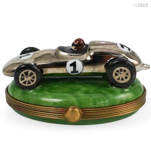 Limoges Porcelain Race Car Trinket Box