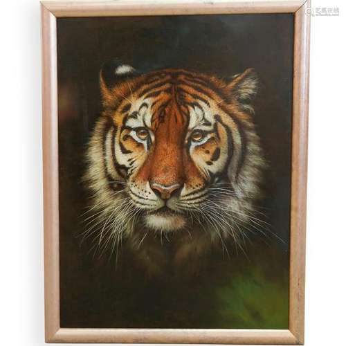 Signed Tiger Oil on Canvas Painting