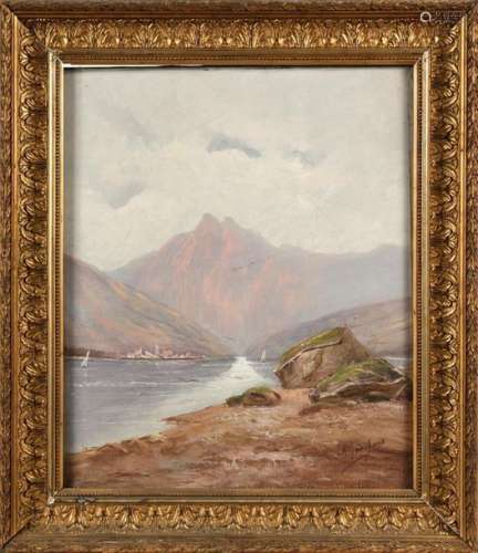 Roger GODCHAUX (1878 1958). Lac de montagne. Huile…