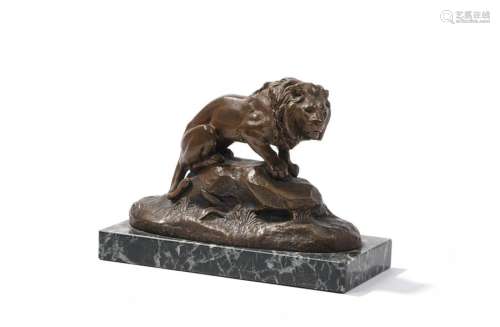 Charles VALTON (1851 1918). Lion sur un rocher. Sc…