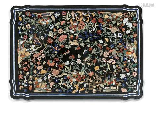 PLATEAU EN PIETRA DURA Marqueterie de pierre dure,…