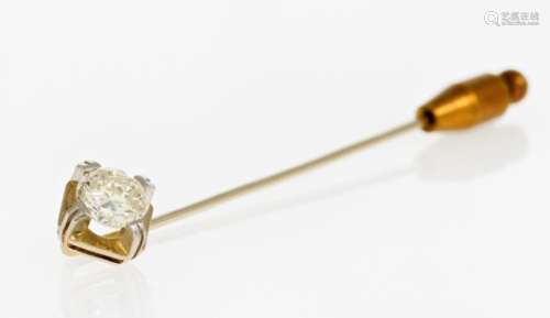 DIAMANT-NADEL. 585/- Weißgold, Metall, Gesamtgewicht: 4,0g. L.ca. 6,8cm. 1 Diamant im