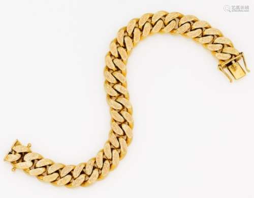 GOLD-ARMBAND. Deutschland, um 1970. 585/- Gelb-/Rotgold, Gesamtgewicht: 91,5g. L.ca. 19,5cm.