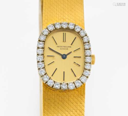 PATEK PHILIPPESchweiz, um 1960/80. Damenuhr. Handaufzug. 750/- Gelbgold, diamantgeziert, Zffbl.